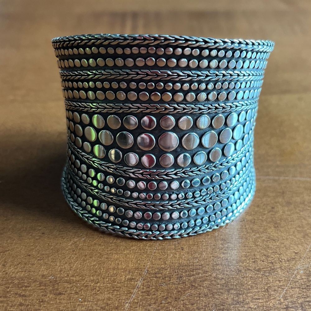 John Hardy DOT Silver Cuff Bracelet 925 Sterling 2 5/16” Wide